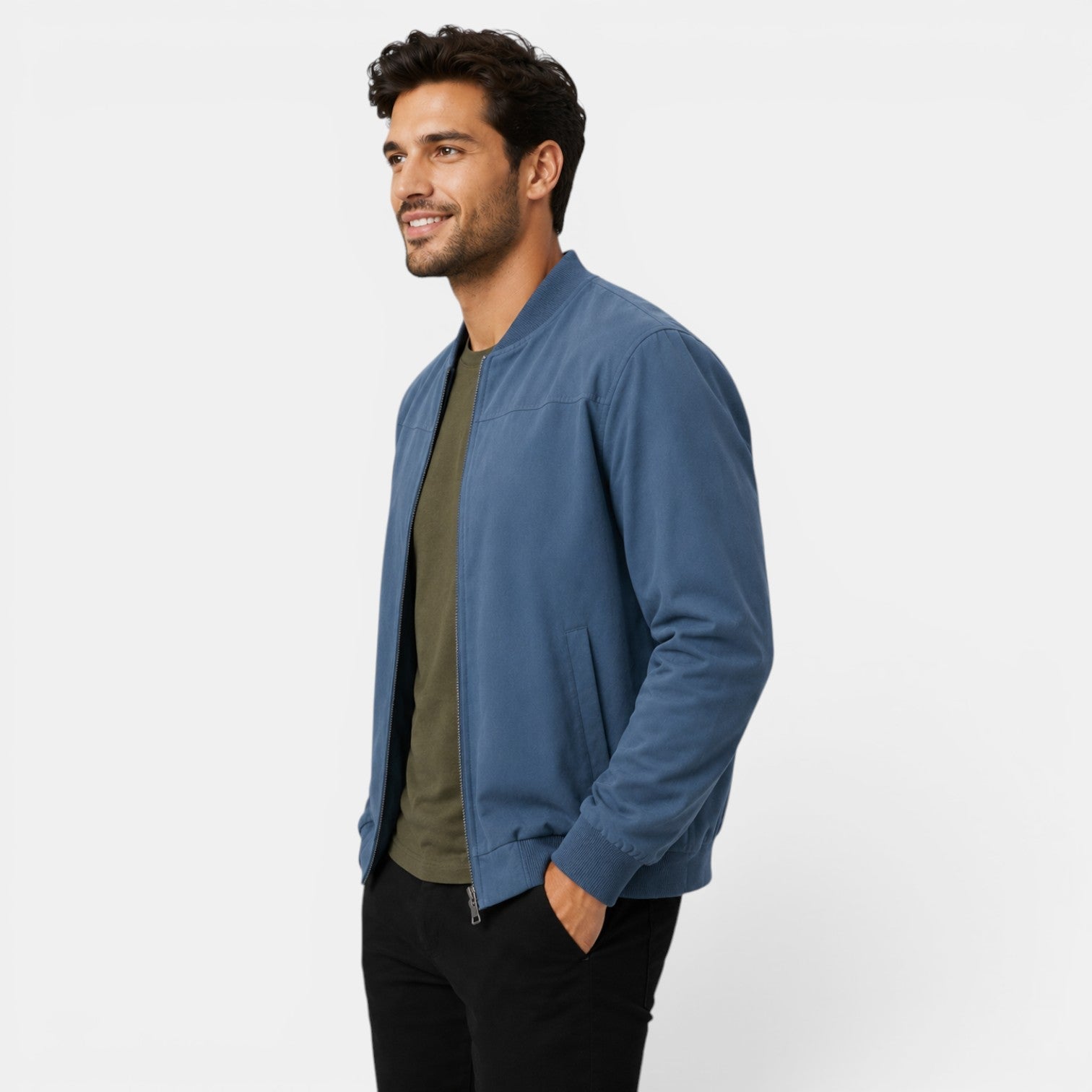 Men's Lightweight Bomber Jacket Black Polyester