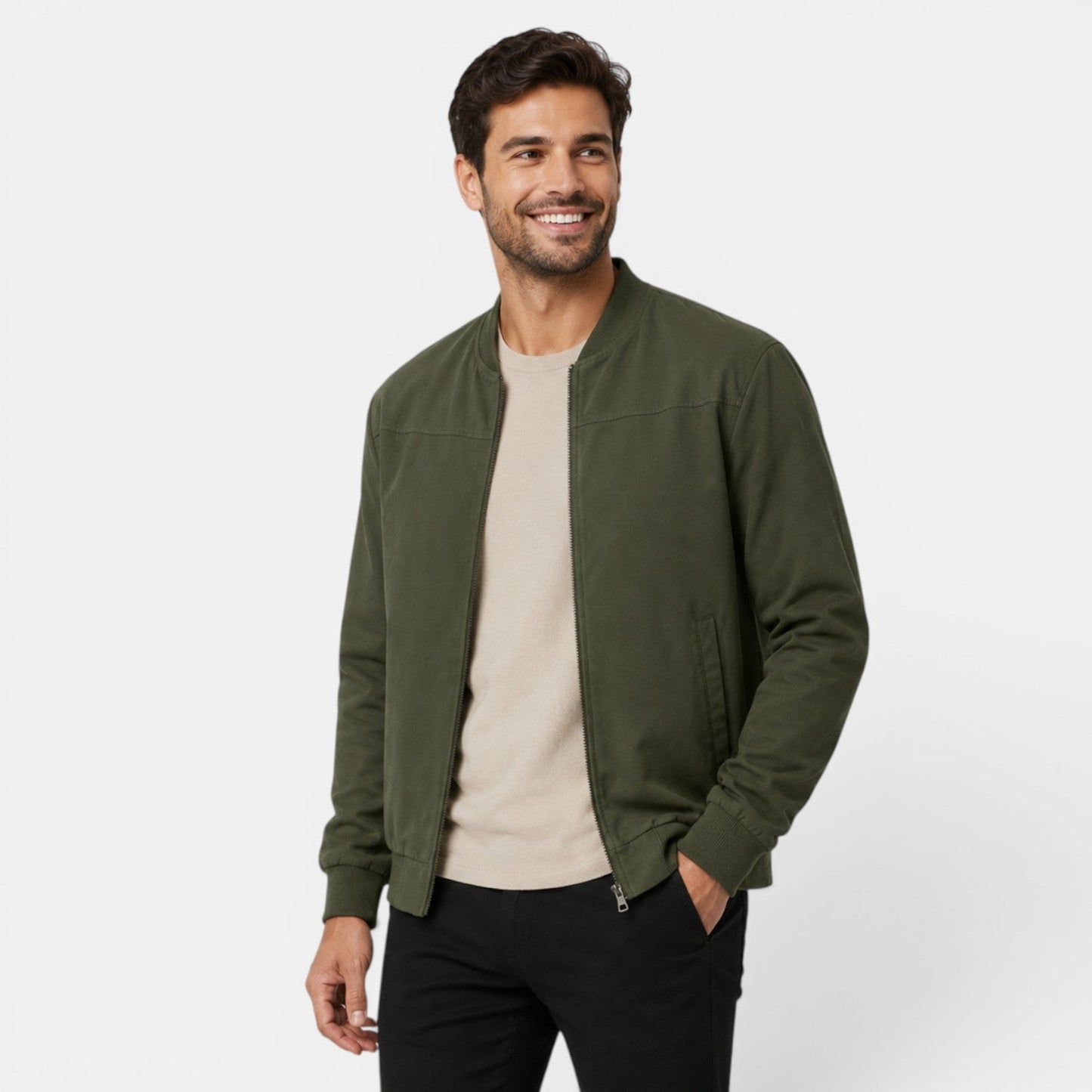 Men's Lightweight Bomber Jacket Black Polyester