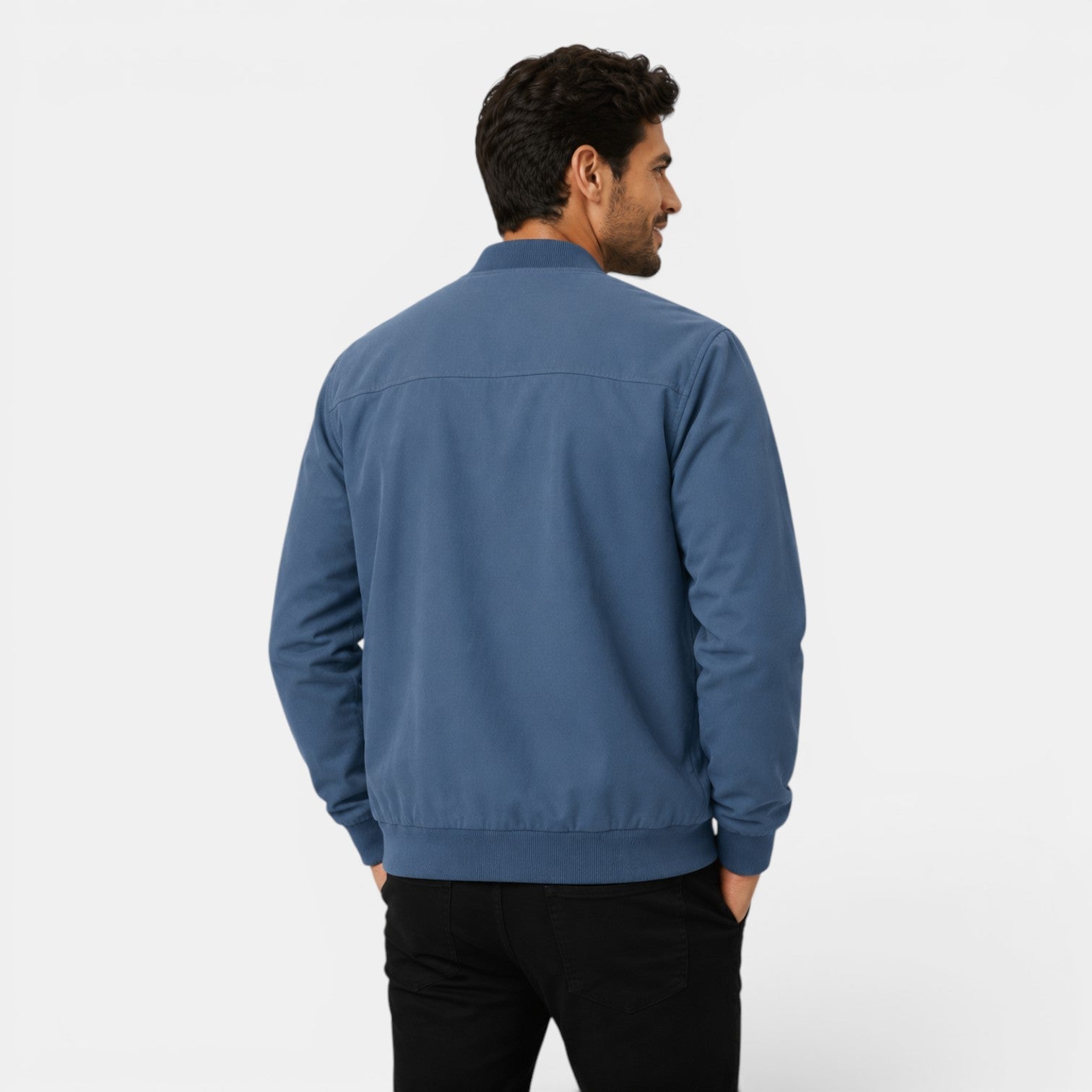 Men's Lightweight Bomber Jacket Black Polyester