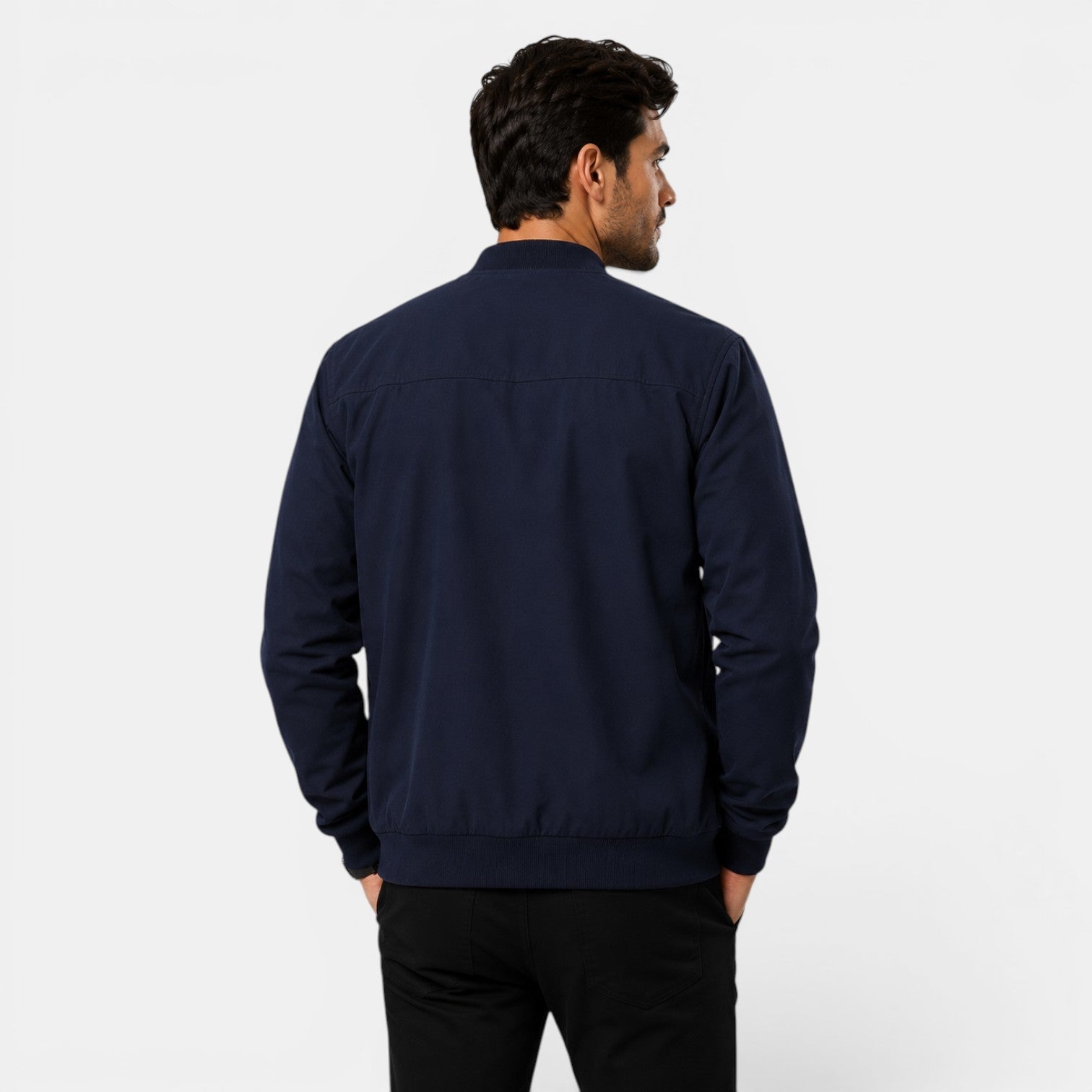 Men's Lightweight Bomber Jacket Black Polyester