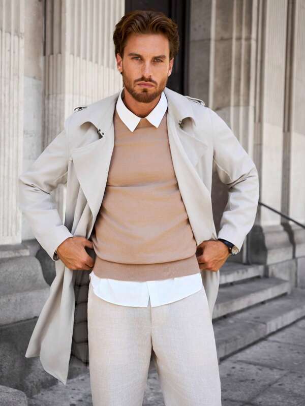 Men's Lightweight Water-Repellent Trench Coat | Stylish Slim-Fit Long Outerwear for Spring and Autumn