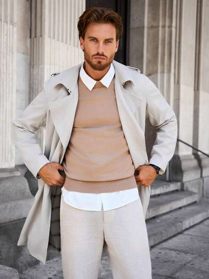 Men's Lightweight Water-Repellent Trench Coat | Stylish Slim-Fit Long Outerwear for Spring and Autumn