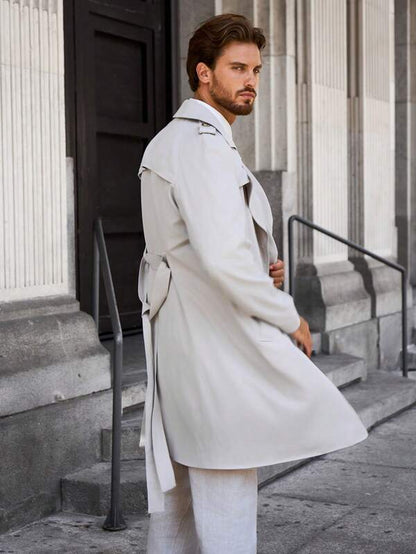Men's Lightweight Water-Repellent Trench Coat | Stylish Slim-Fit Long Outerwear for Spring and Autumn