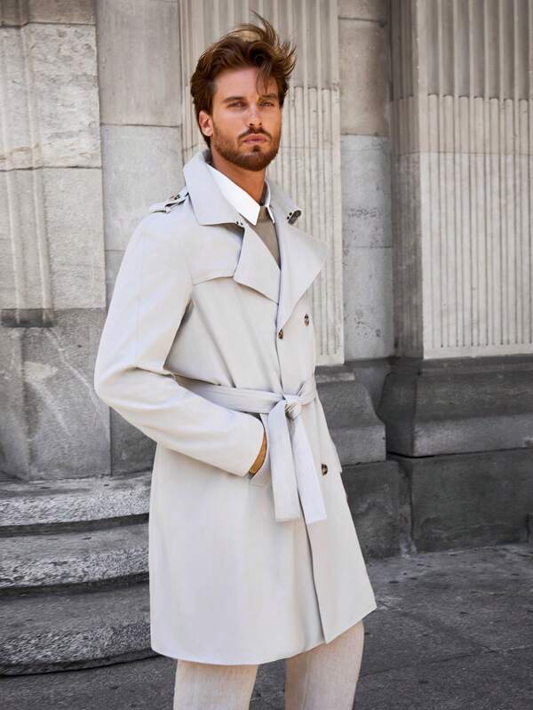 Men's Lightweight Water-Repellent Trench Coat | Stylish Slim-Fit Long Outerwear for Spring and Autumn