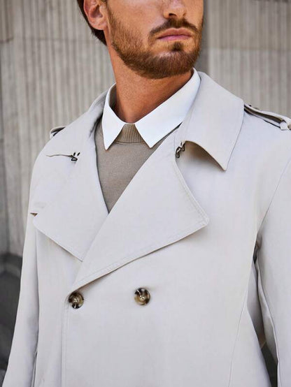 Men's Lightweight Water-Repellent Trench Coat | Stylish Slim-Fit Long Outerwear for Spring and Autumn