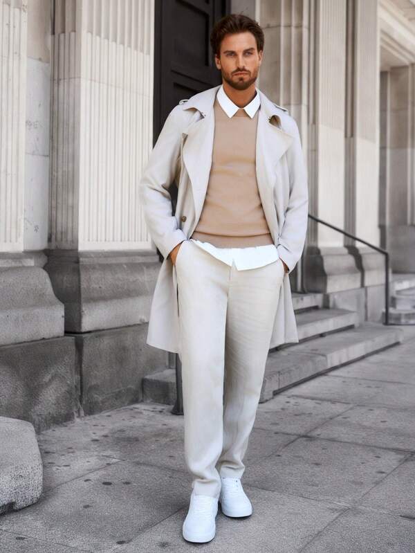 Men's Lightweight Water-Repellent Trench Coat | Stylish Slim-Fit Long Outerwear for Spring and Autumn