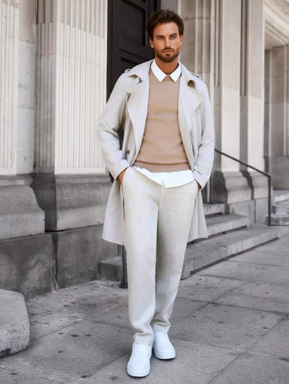 Men's Lightweight Water-Repellent Trench Coat | Stylish Slim-Fit Long Outerwear for Spring and Autumn