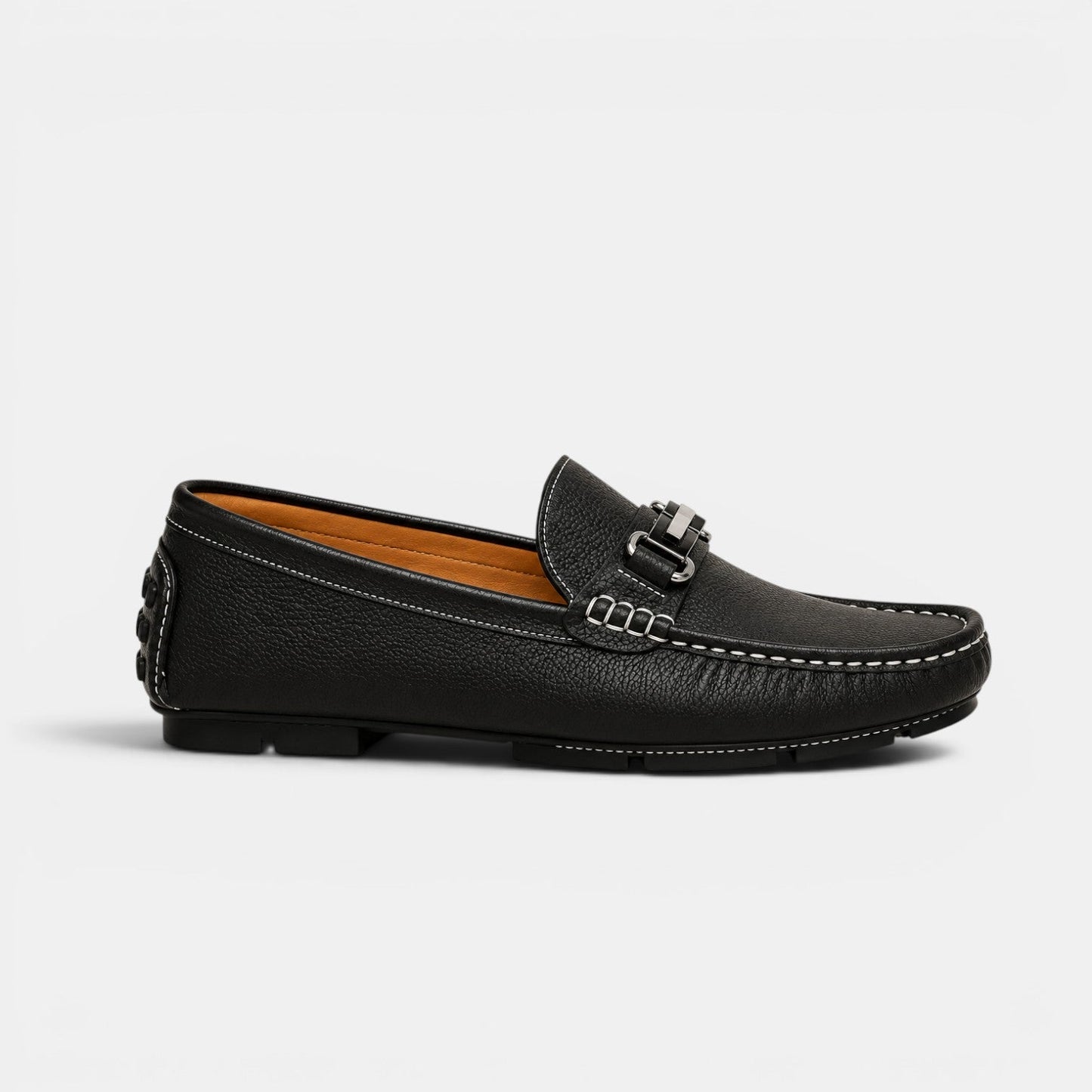 Men's Loafers Black PU Leather Slip-On Shoes
