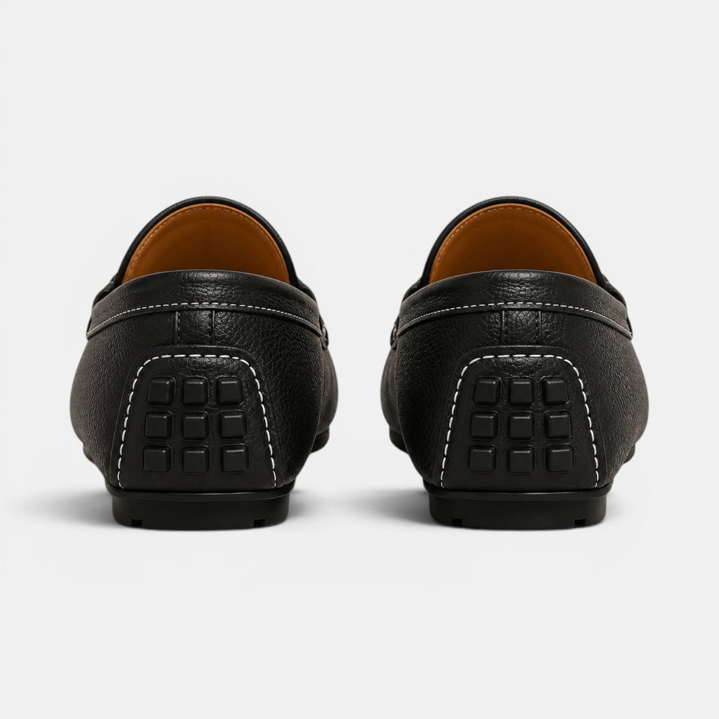 Men's Loafers Black PU Leather Slip-On Shoes