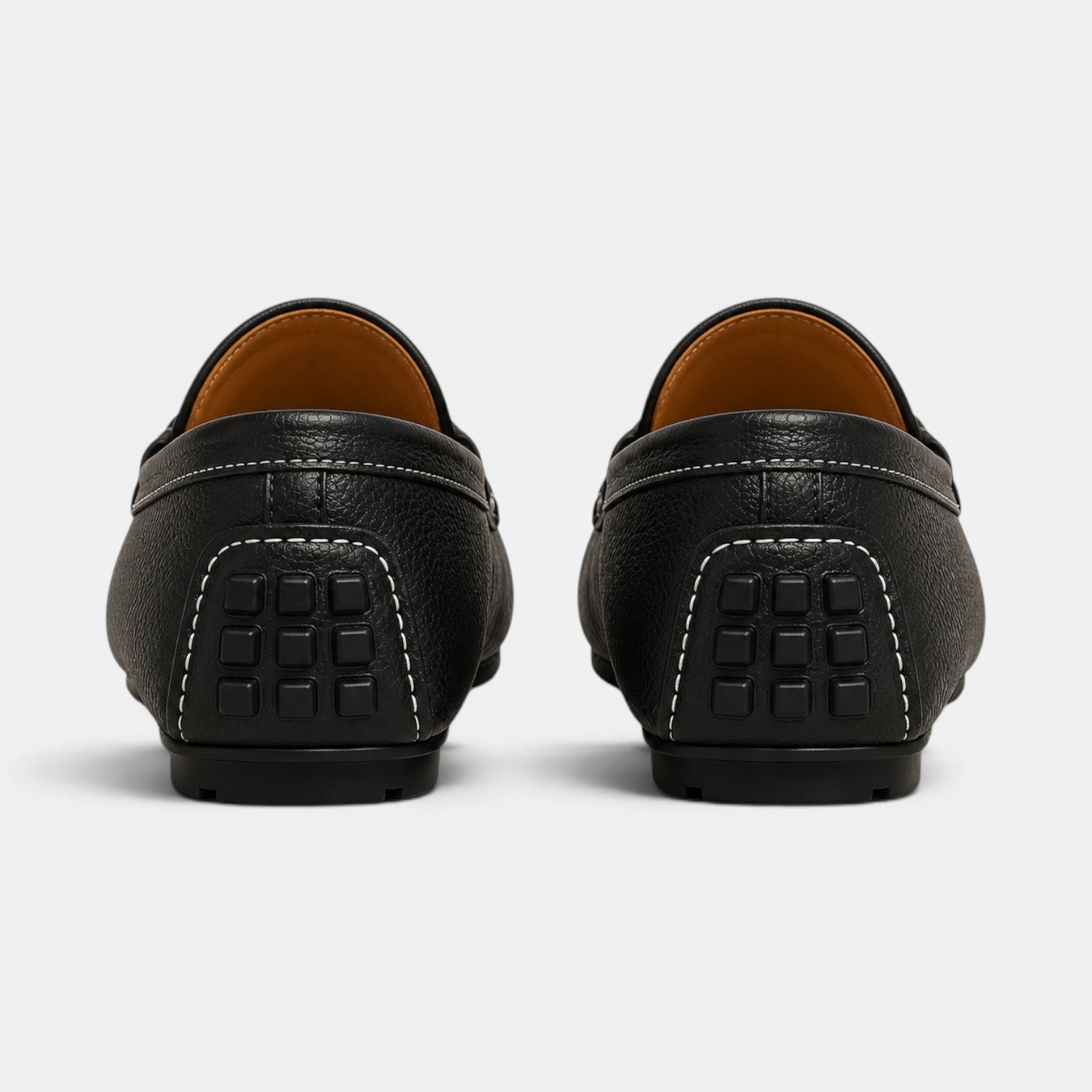 Men's Loafers Black PU Leather Slip-On Shoes