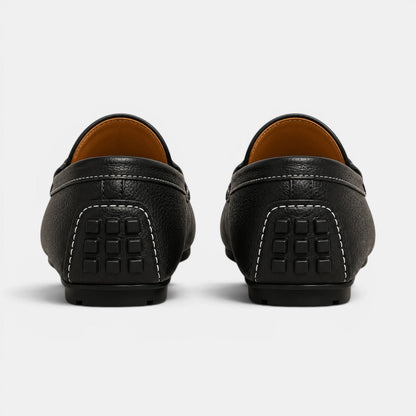 Men's Loafers Black PU Leather Slip-On Shoes