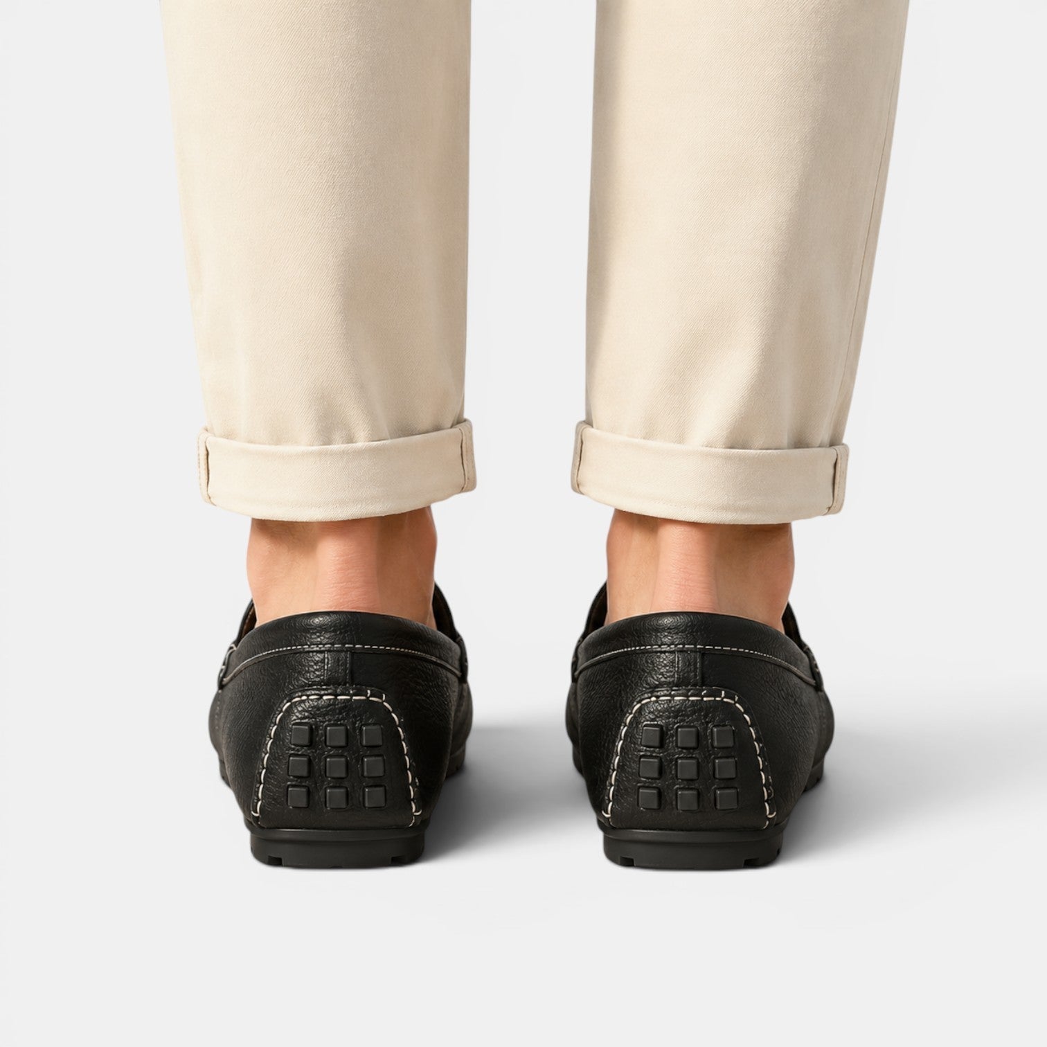 Men's Loafers Black PU Leather Slip-On Shoes