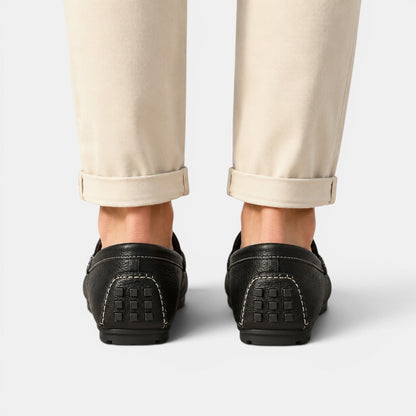 Men's Loafers Black PU Leather Slip-On Shoes