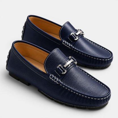 Men's Loafers Black PU Leather Slip-On Shoes