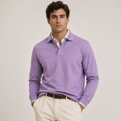 Men's Long Sleeve Polo Shirt Heritage Cotton Blend Classic Style