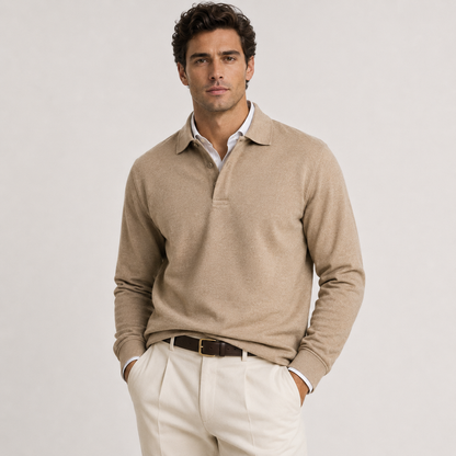 Men's Long Sleeve Polo Shirt Heritage Cotton Blend Classic Style