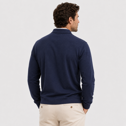 Men's Long Sleeve Polo Shirt Heritage Cotton Blend Classic Style