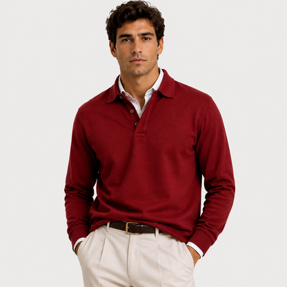 Men's Long Sleeve Polo Shirt Heritage Cotton Blend Classic Style