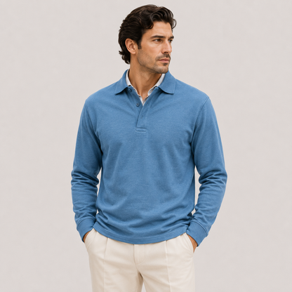 Men's Long Sleeve Polo Shirt Heritage Cotton Blend Classic Style
