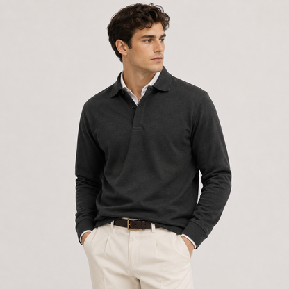 Men's Long Sleeve Polo Shirt Heritage Cotton Blend Classic Style