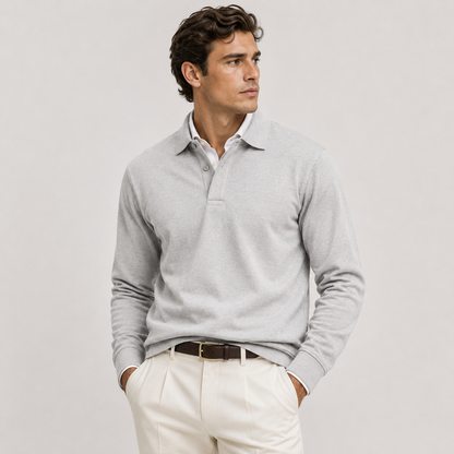 Men's Long Sleeve Polo Shirt Heritage Cotton Blend Classic Style
