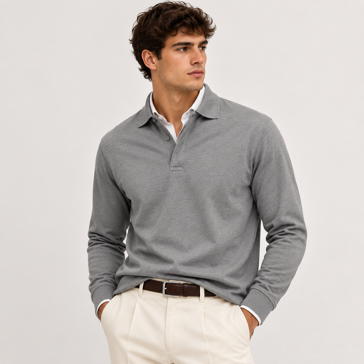 Men's Long Sleeve Polo Shirt Heritage Cotton Blend Classic Style