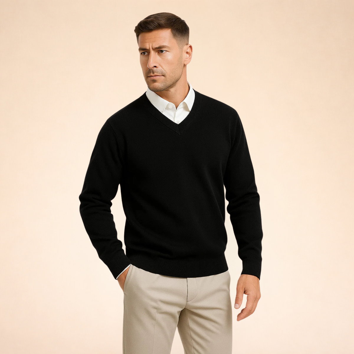 Men's Premium Cashmere Sweater | Elegant Slim-Fit V-Neck Design for Winter 0