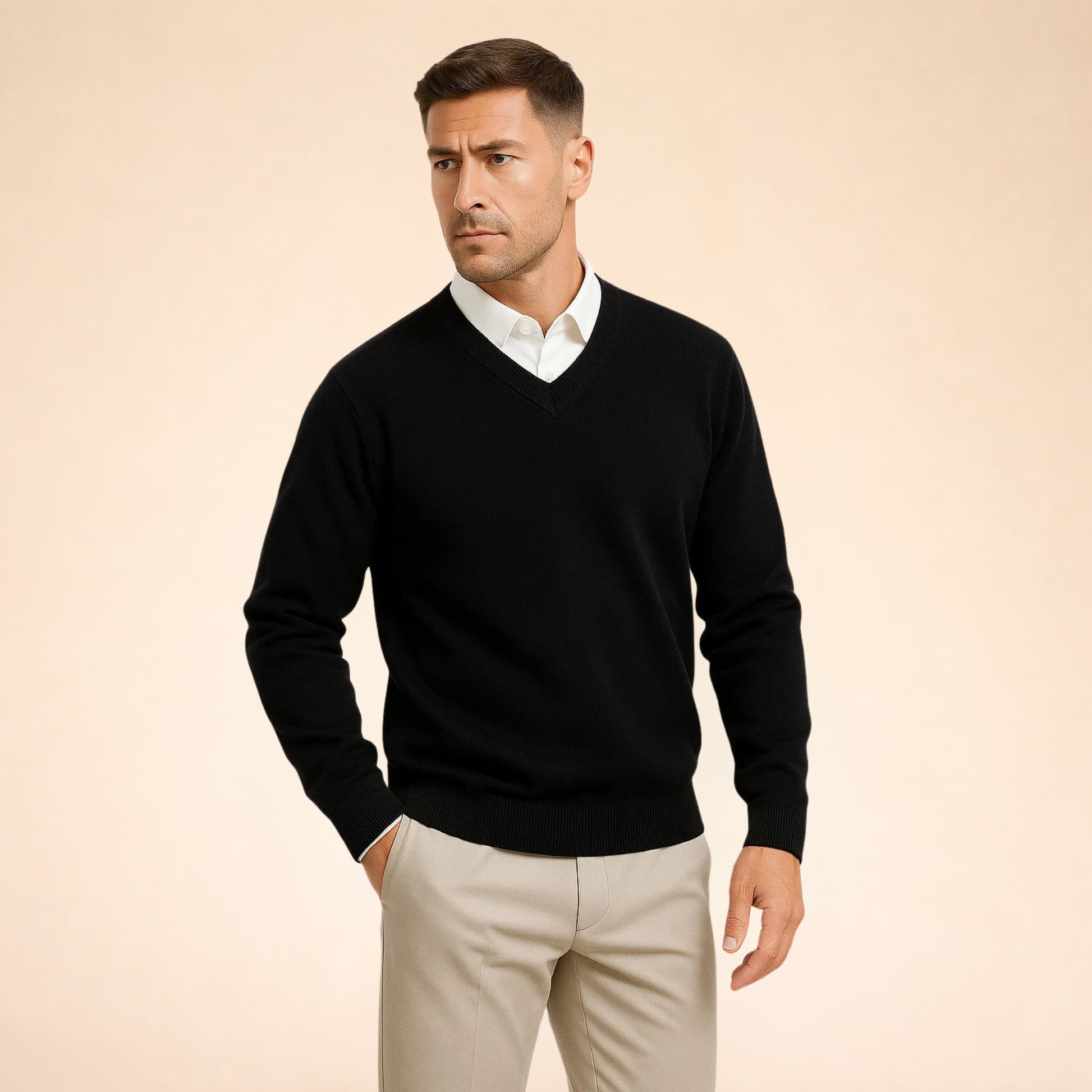 Men's Premium Cashmere Sweater | Elegant Slim-Fit V-Neck Design for Winter 0