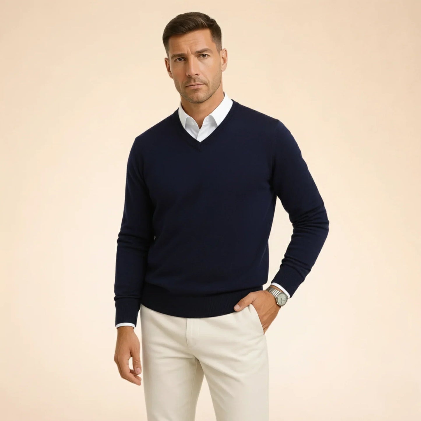 Men's Premium Cashmere Sweater | Elegant Slim-Fit V-Neck Design for Winter 3