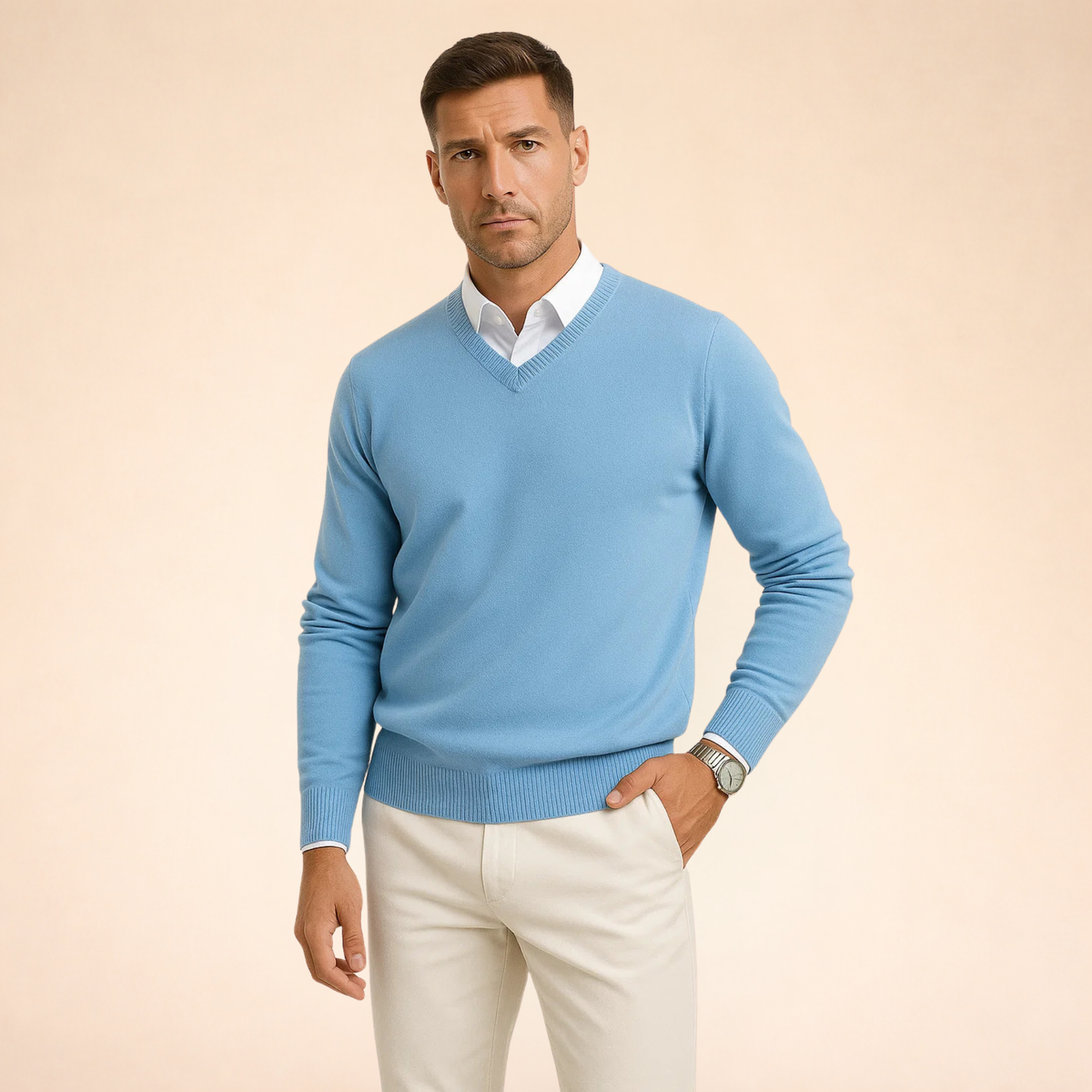Men's Premium Cashmere Sweater | Elegant Slim-Fit V-Neck Design for Winter 5