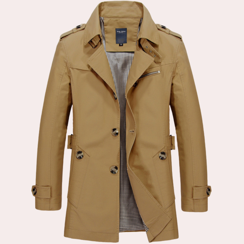 Men's Premium Cotton Trench Coat | Stylish Elegant Spring Overcoat