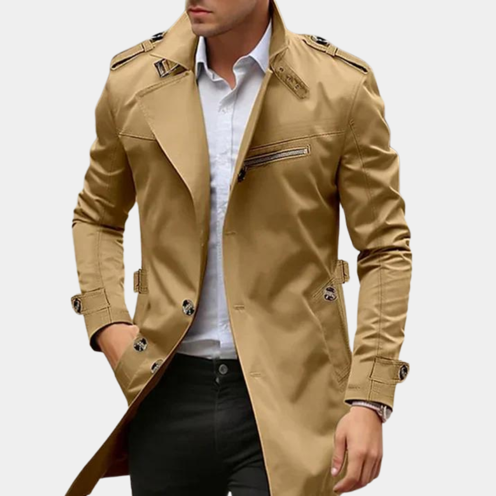 Men's Premium Cotton Trench Coat | Stylish Elegant Spring Overcoat