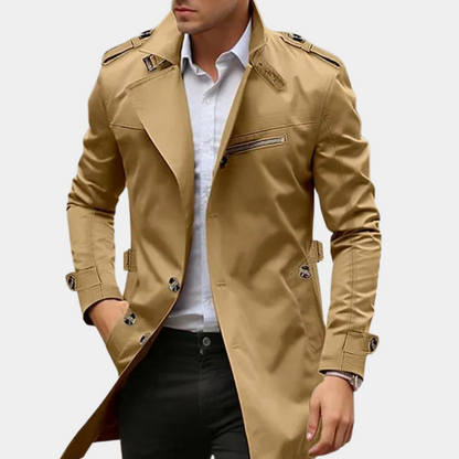 Men's Premium Cotton Trench Coat | Stylish Elegant Spring Overcoat