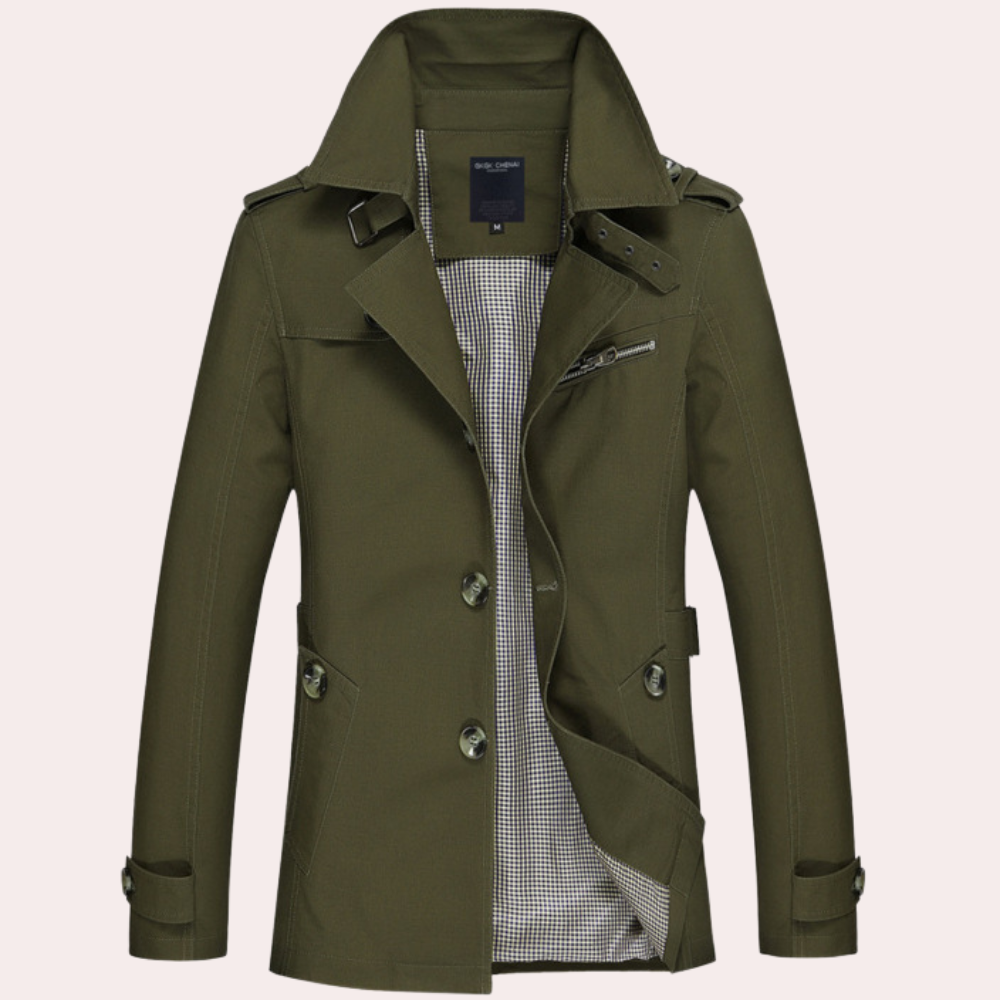 Men's Premium Cotton Trench Coat | Stylish Elegant Spring Overcoat