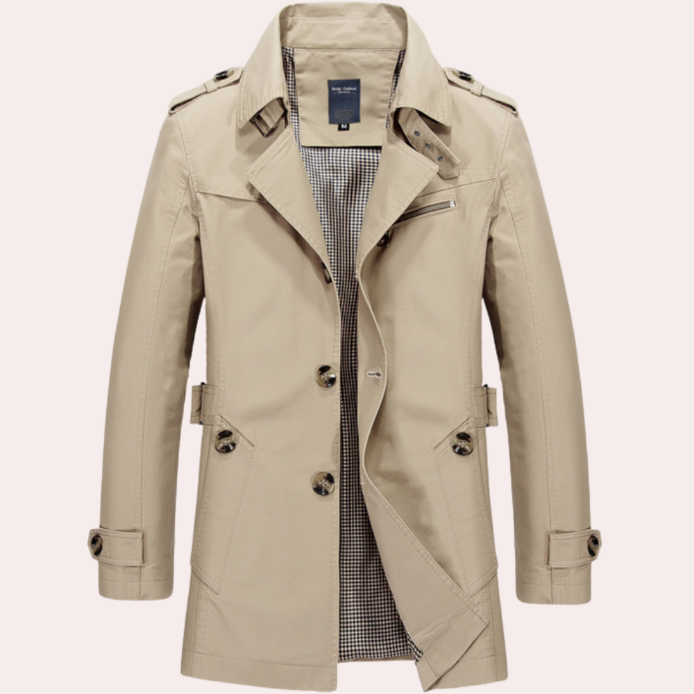Men's Premium Cotton Trench Coat | Stylish Elegant Spring Overcoat