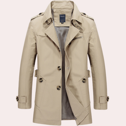 Men's Premium Cotton Trench Coat | Stylish Elegant Spring Overcoat