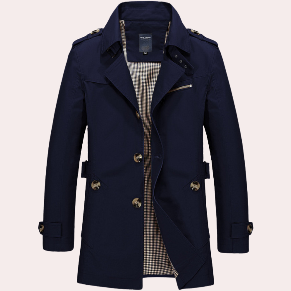 Men's Premium Cotton Trench Coat | Stylish Elegant Spring Overcoat