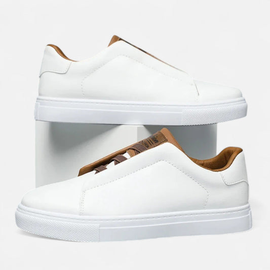 Men's Premium Leather Sneakers | Stylish Laceless Slip-On Comfort Shoes 0
