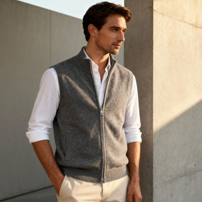 Men's Pure Cashmere Zip Vest | Soft Lightweight Layering Piece for Winter 3