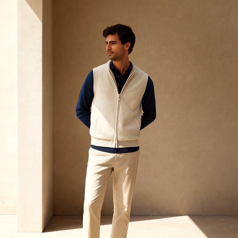 Men's Pure Cashmere Zip Vest | Soft Lightweight Layering Piece for Winter 4