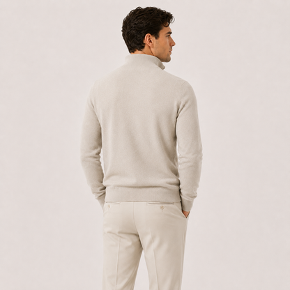 Men's Quarter Zip Sweater Lightweight Knit Pullover Classic Neutral