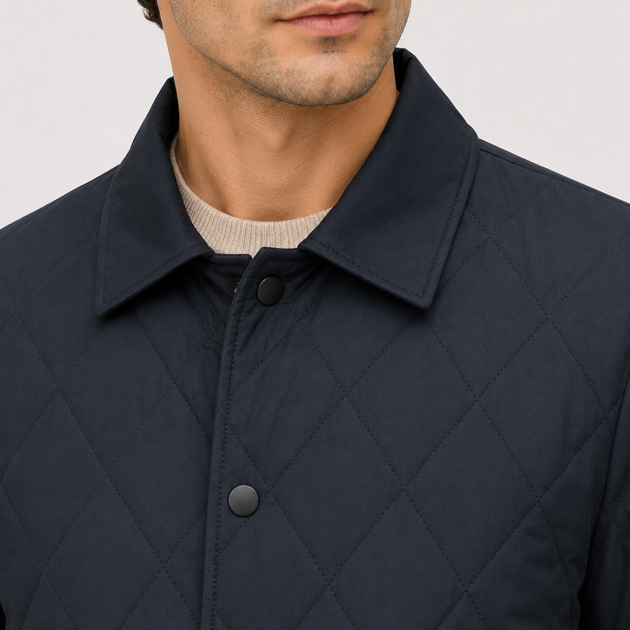 Men's Quilted Puffer Jacket Black Insulated Polyester