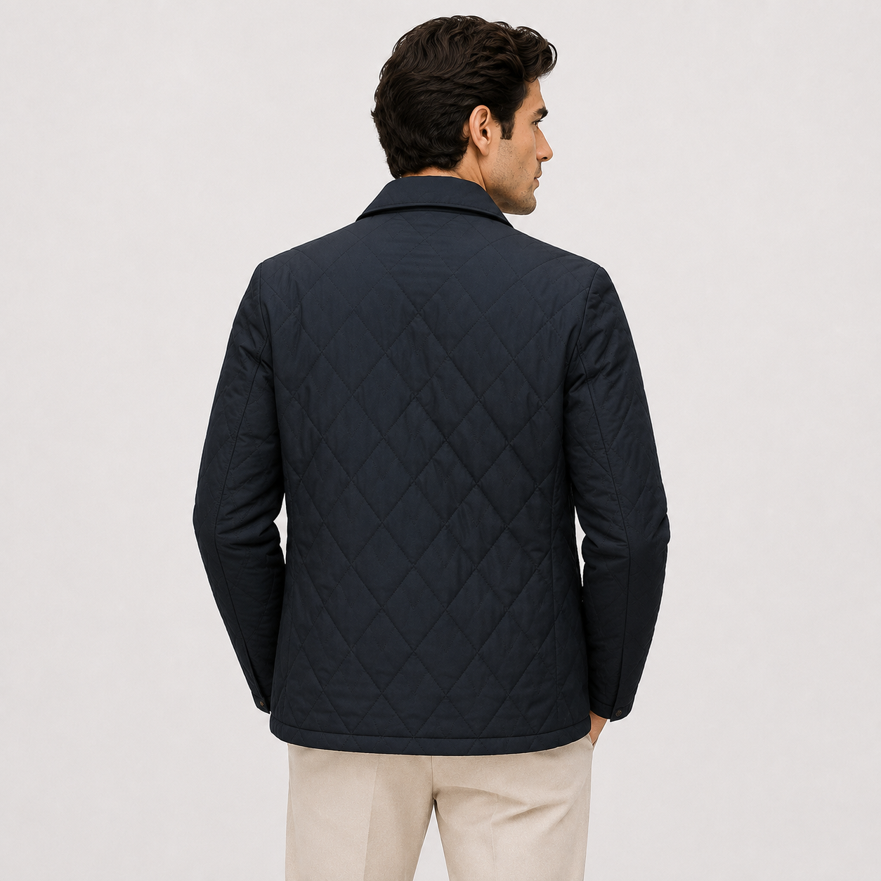 Men's Quilted Puffer Jacket Black Insulated Polyester