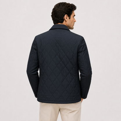 Men's Quilted Puffer Jacket Black Insulated Polyester