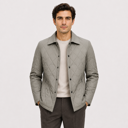 Men's Quilted Puffer Jacket Black Insulated Polyester