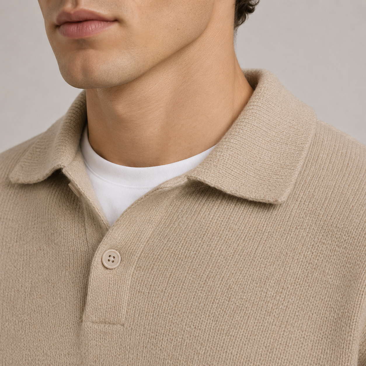 Men's Soft Knit Polo Sweater | Casual Warm Long Sleeve Top 2