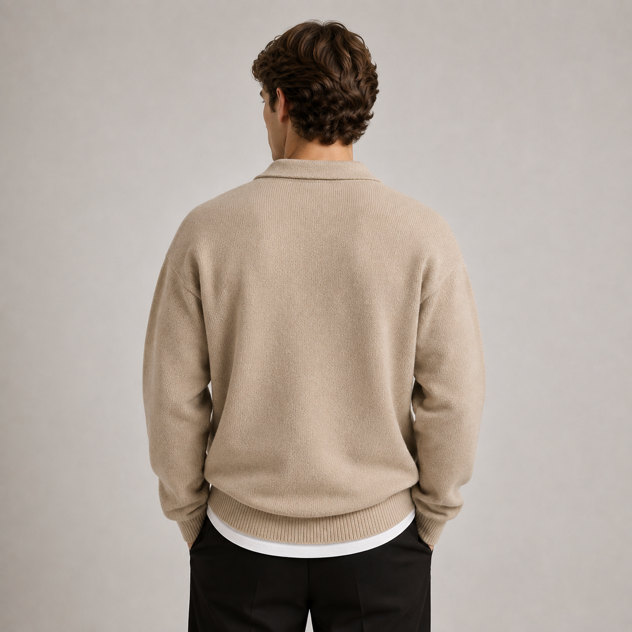 Men's Soft Knit Polo Sweater | Casual Warm Long Sleeve Top 3