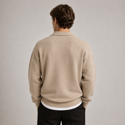 Men's Soft Knit Polo Sweater | Casual Warm Long Sleeve Top 3