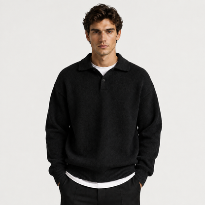Men's Soft Knit Polo Sweater | Casual Warm Long Sleeve Top 4