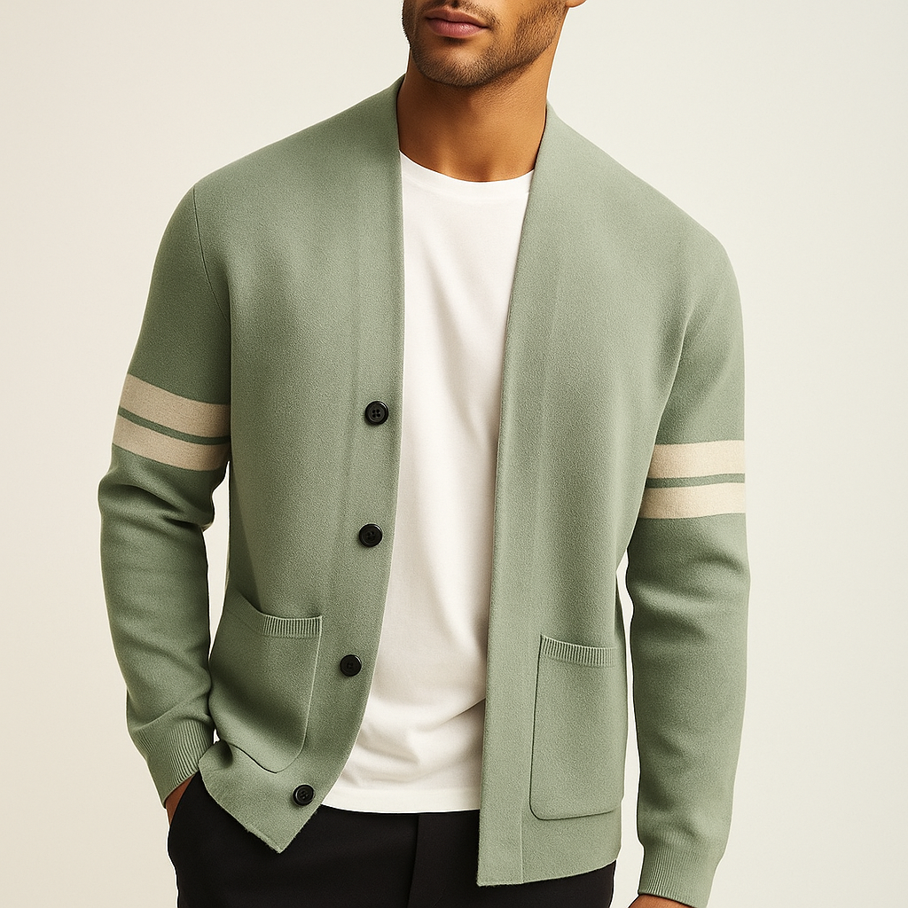 Men's Soft Merino Wool Blend Cardigan | Lightweight Modern Minimalist Design with Functional Pockets 0